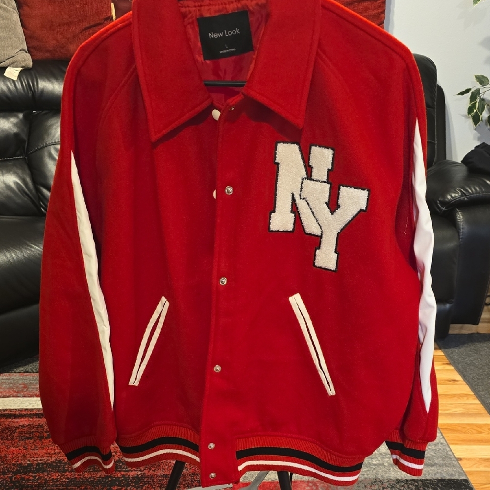 New Look Red and White NY Varsity Jacket